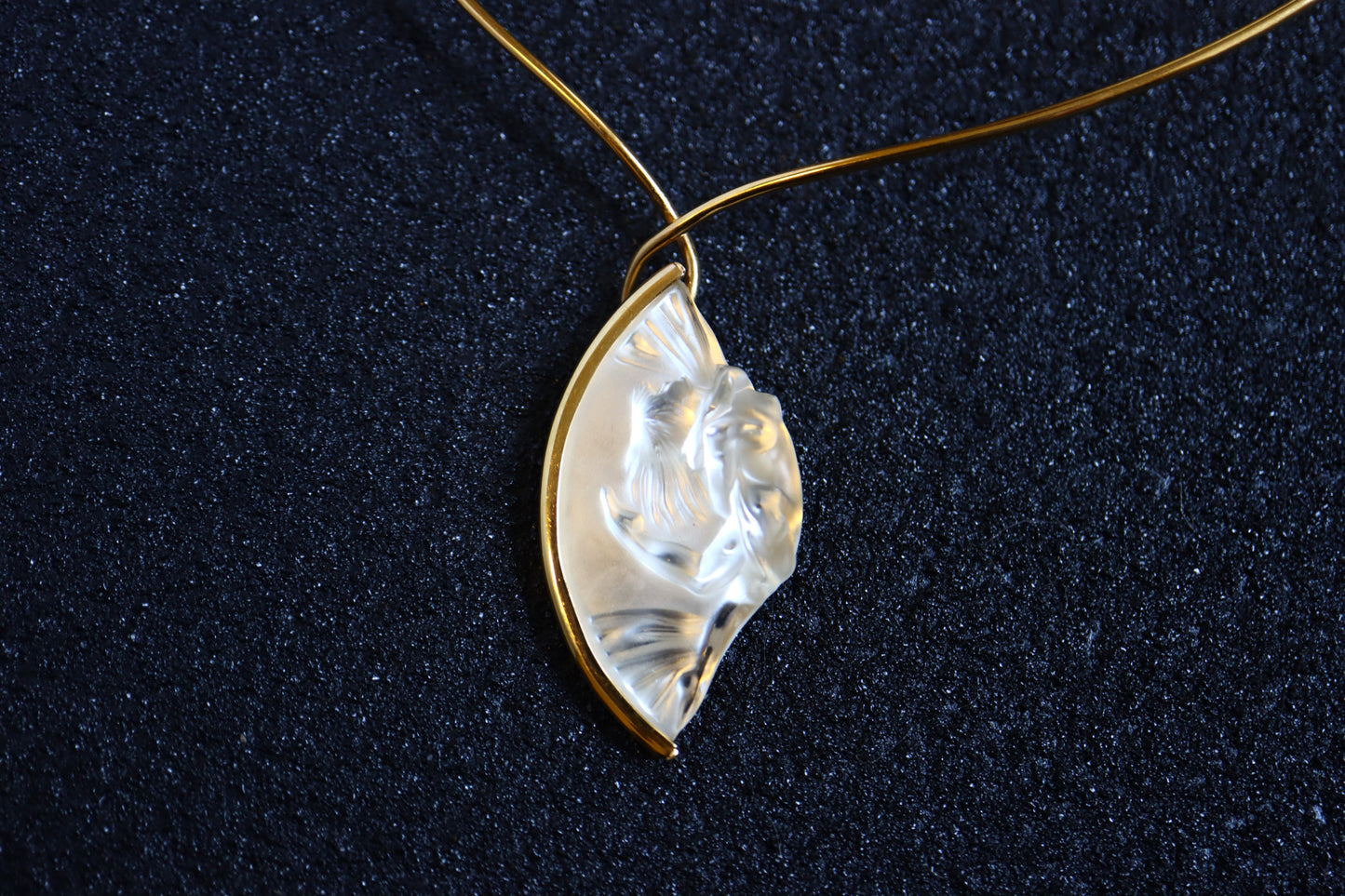 Lalique art nouveau crystal acrobat clear sculpture collar necklace