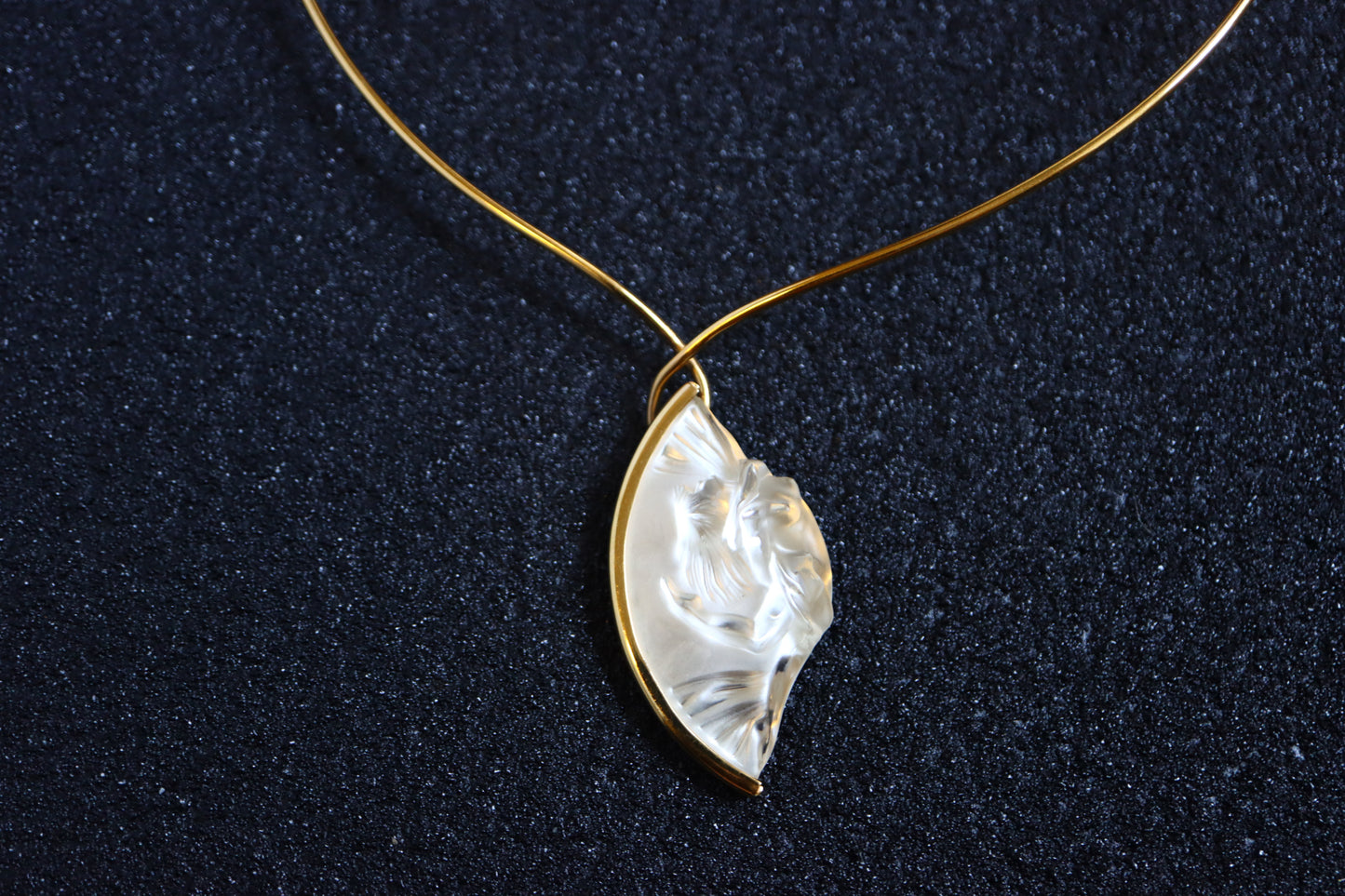 Lalique art nouveau crystal acrobat clear sculpture collar necklace