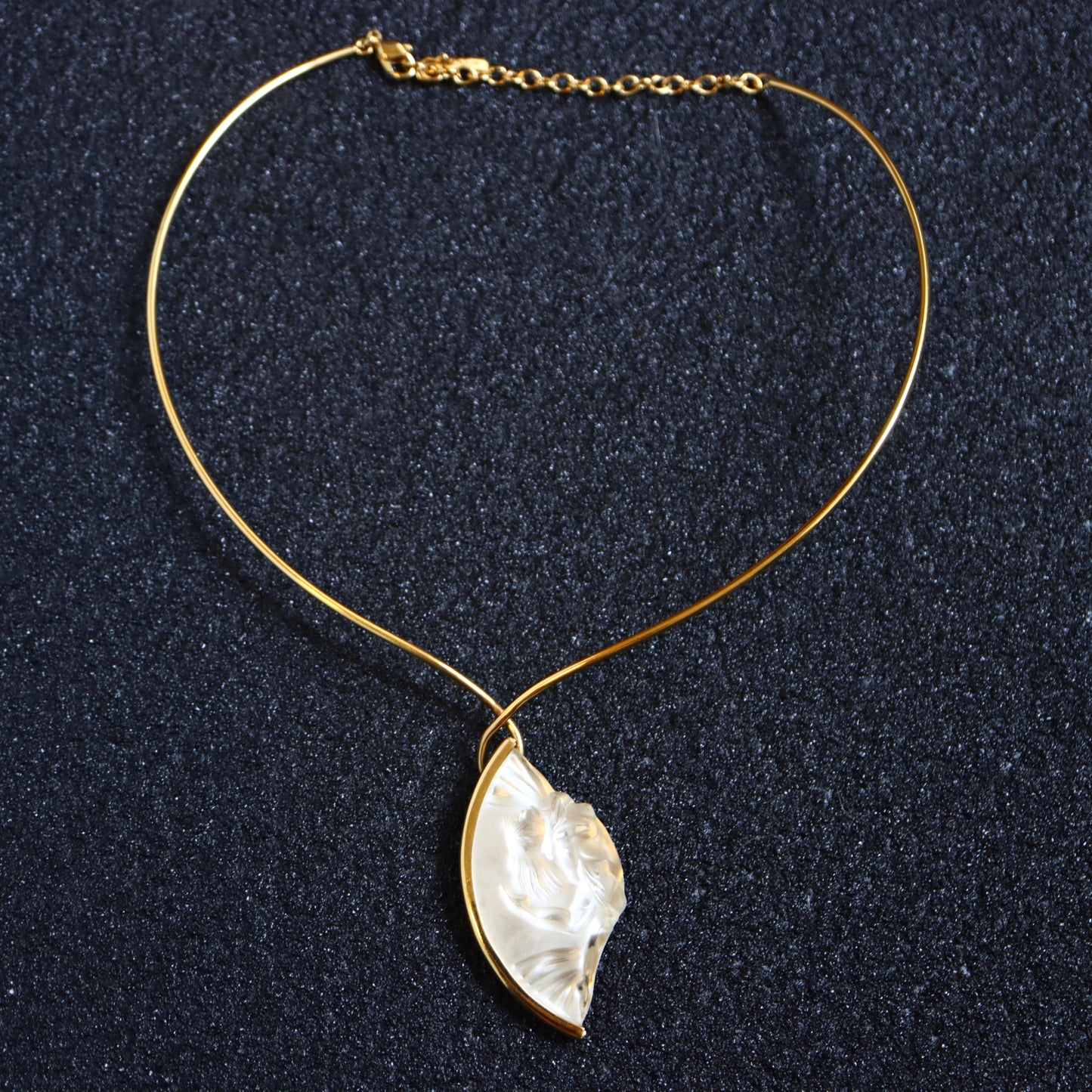 Lalique art nouveau crystal acrobat clear sculpture collar necklace