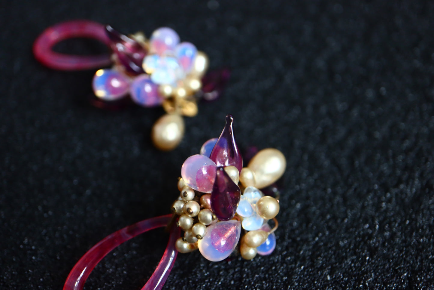Vintage Louis Rousselet hand-crafted Glass faux pearls clip-on earrings