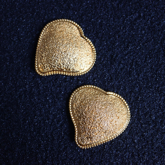 Vintage Yves Saint Laurent YSL Over-sized gold-tone Heart clip-on Earrings