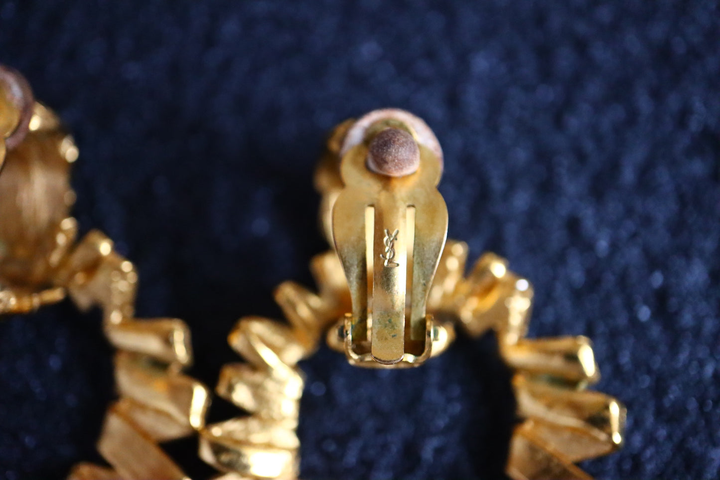 Vintage Yves Saint Laurent YSL Rich gold-tone Hoop Riband clip-on Earrings