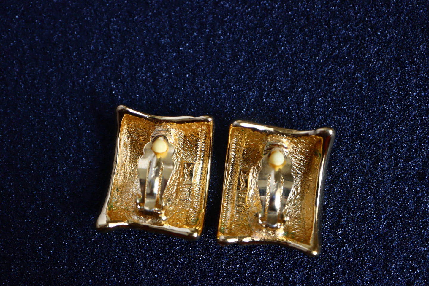 Vintage Yves Saint Laurent YSL texture pleat oversized hoop earrings