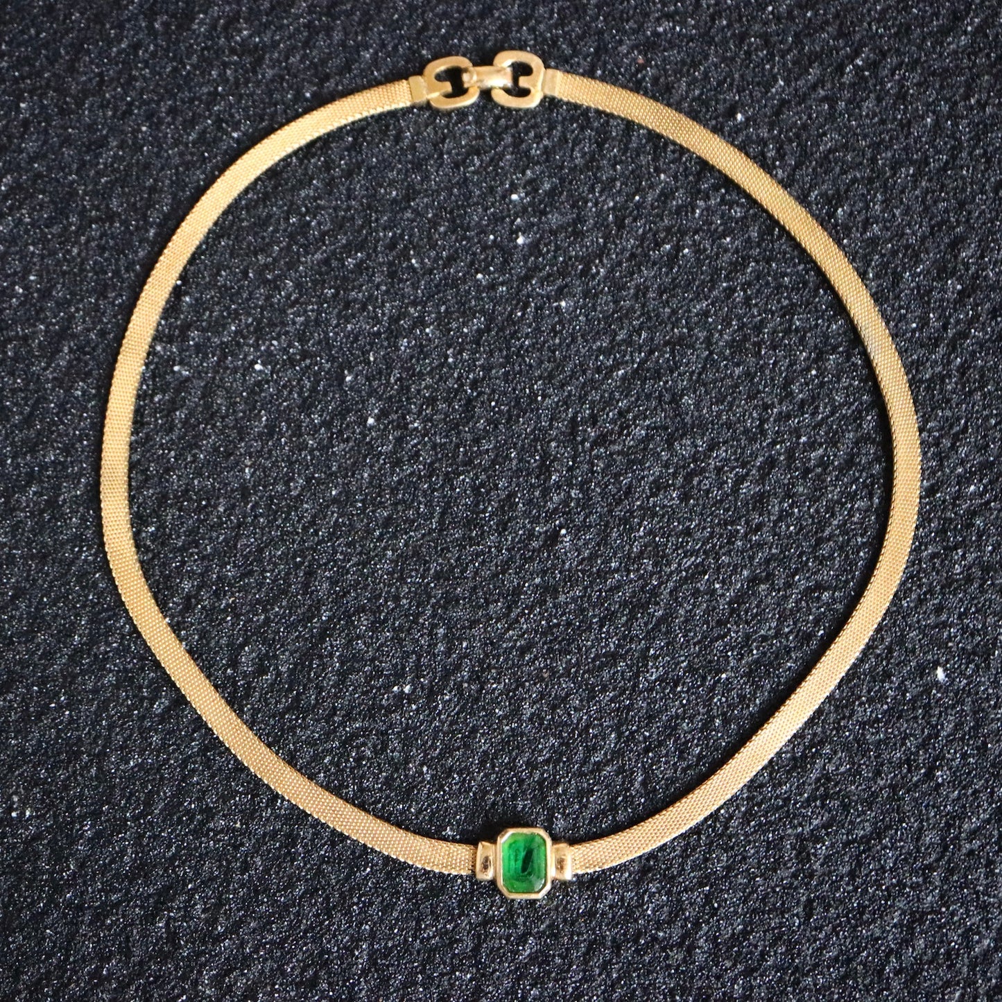 Vintage Henkel & Grossé Germany weaving green rhinestone choker necklace