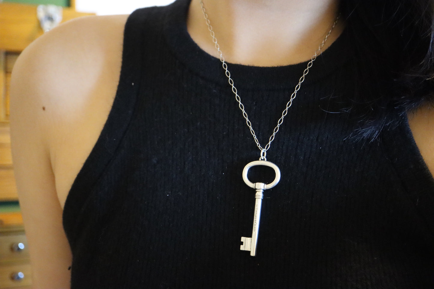 Vintage Tiffany&Co. 925 Silver minimalism large key necklace