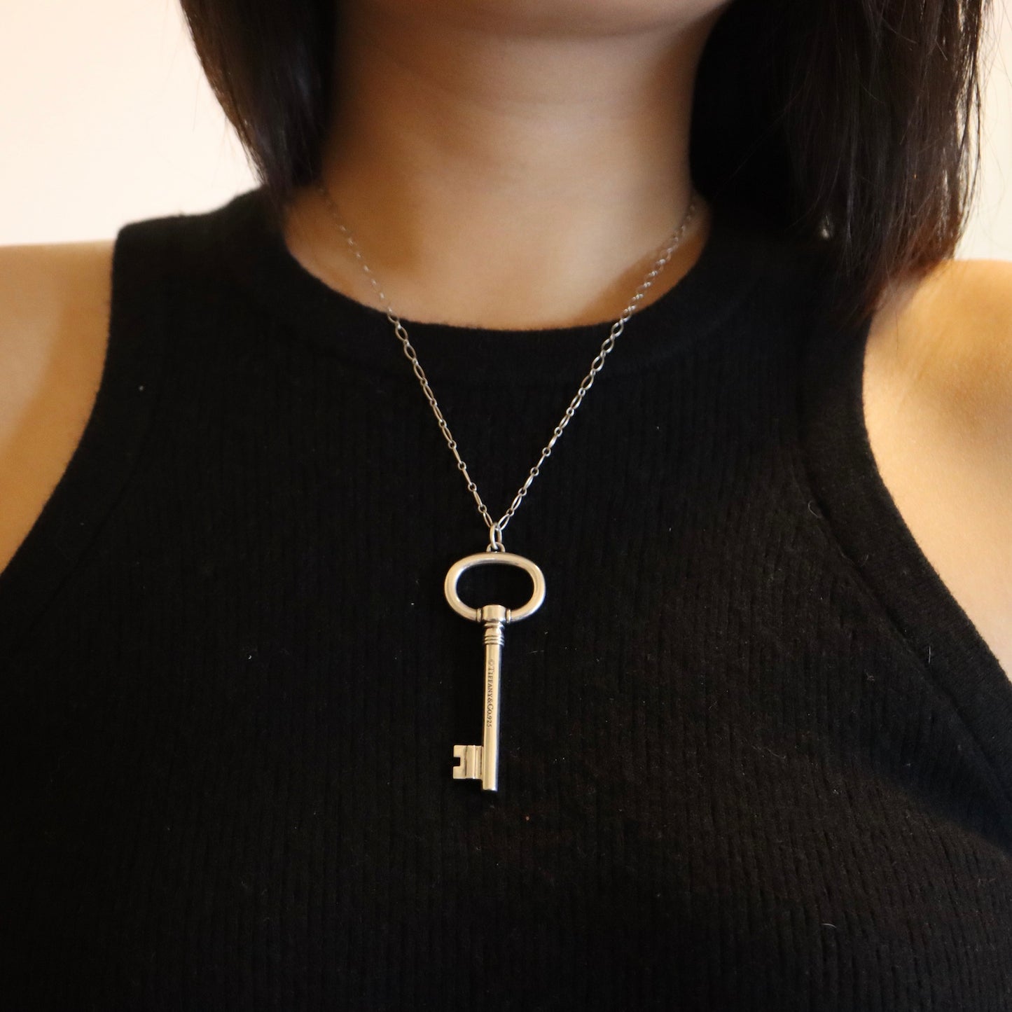 Vintage Tiffany&Co. 925 Silver minimalism large key necklace