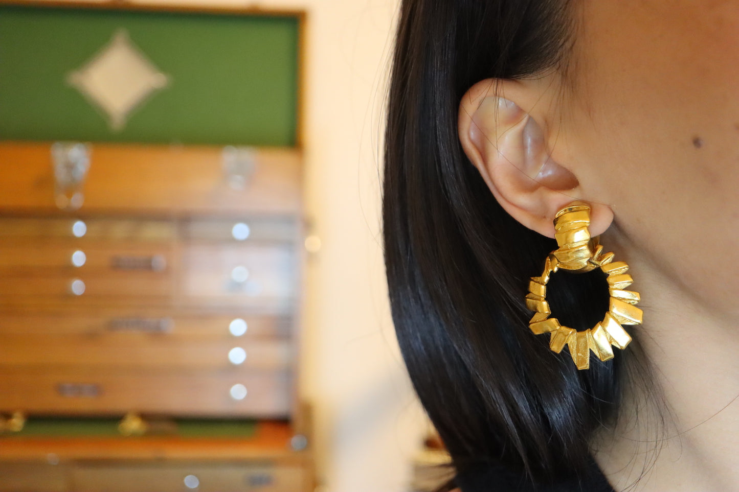 Vintage Yves Saint Laurent YSL Rich gold-tone Hoop Riband clip-on Earrings
