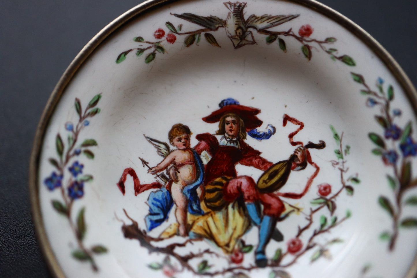 Antique Austria Silver hand painted miniature porcelain portrait brooch
