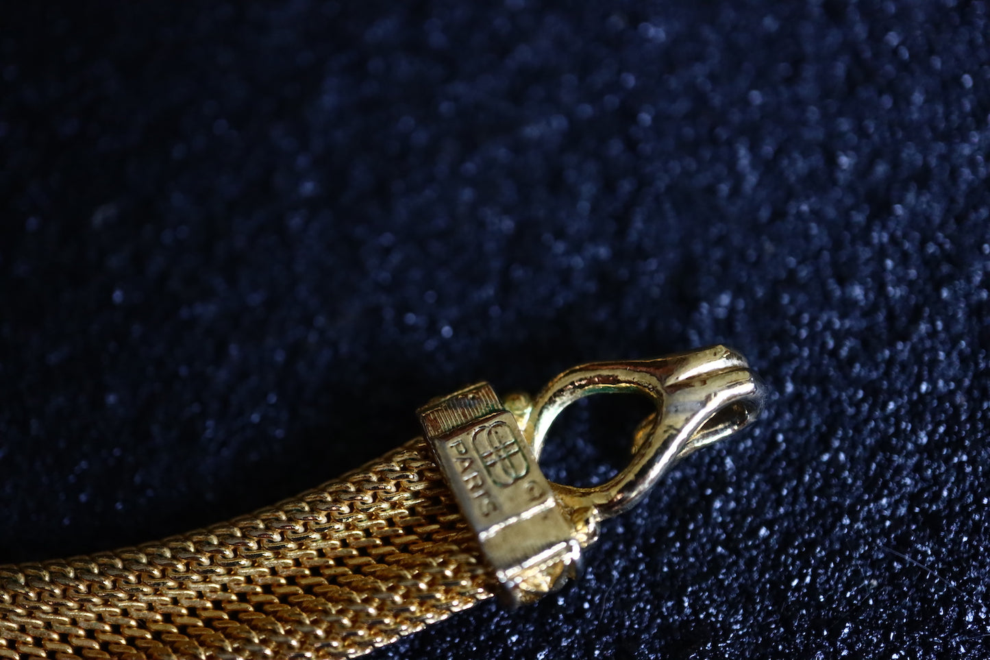 Vintage Balenciaga Paris gold tone mesh weaving Chain necklace