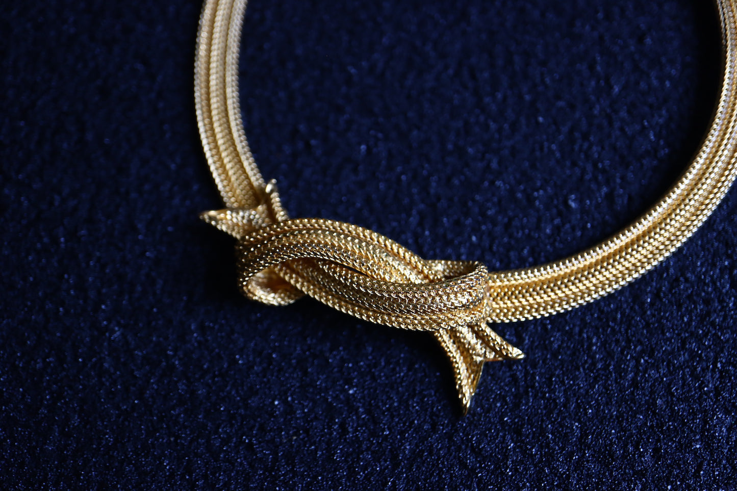 Vintage Balenciaga Paris gold tone mesh weaving Chain necklace