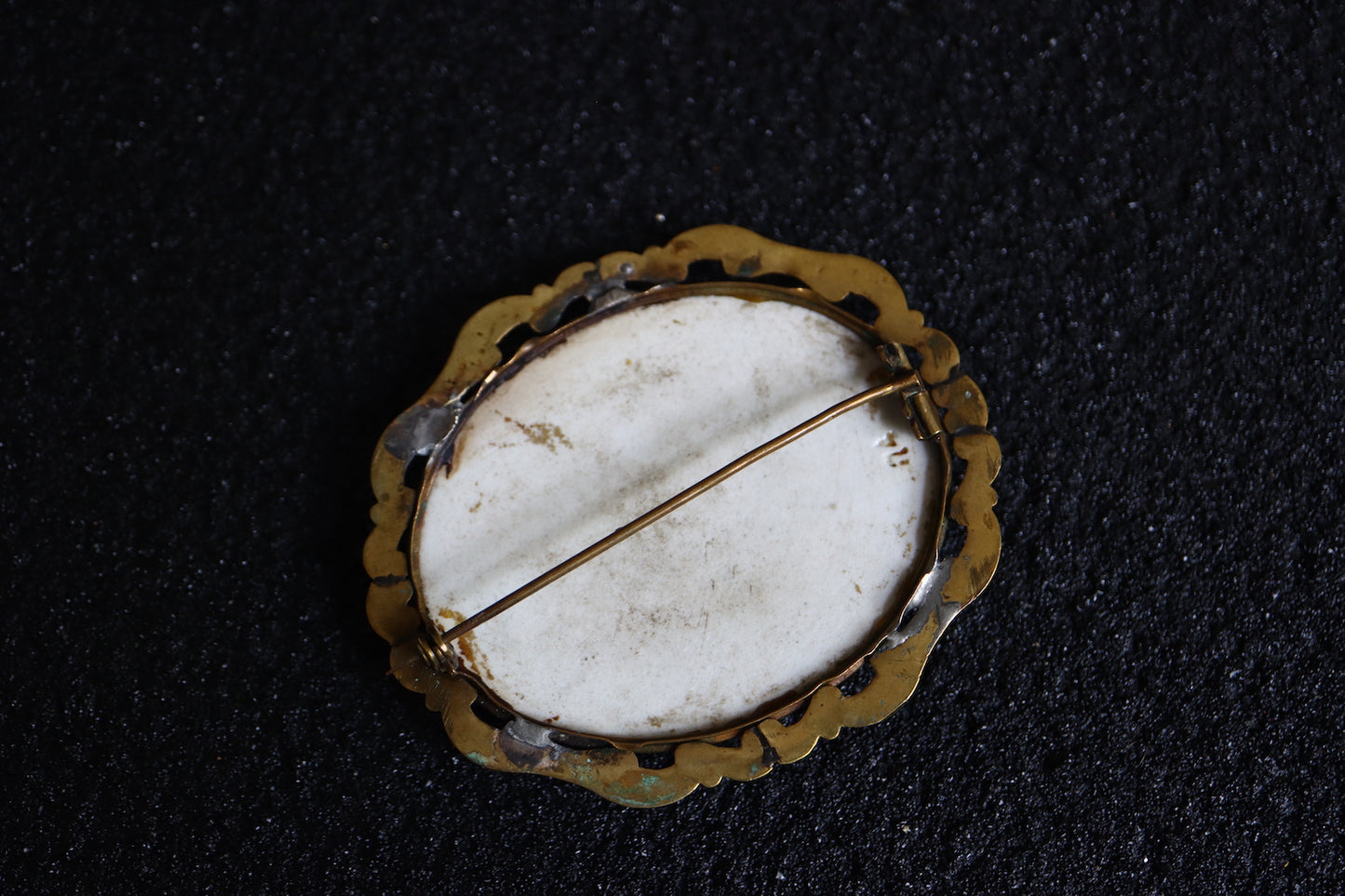 Antique Hand painted miniature porcelain portrait brooch