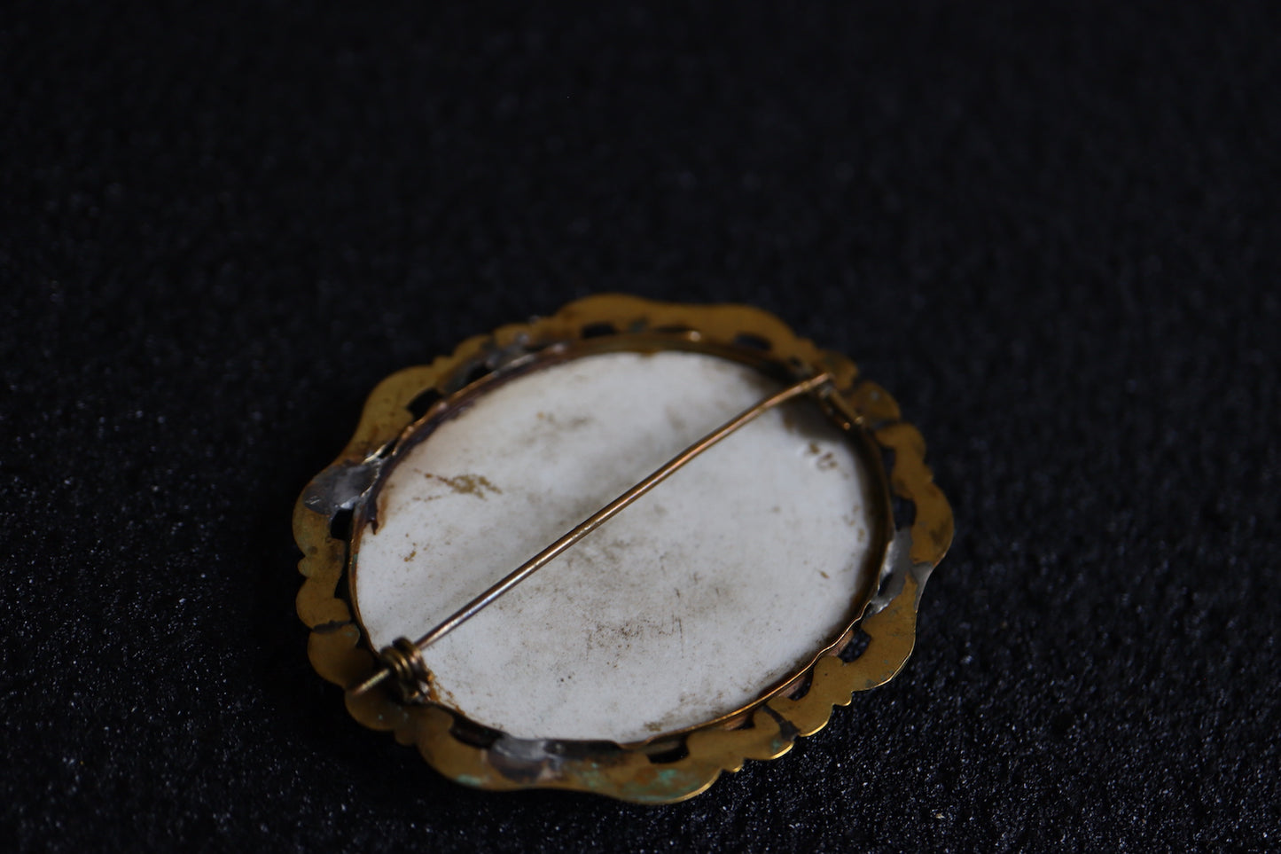 Antique Hand painted miniature porcelain portrait brooch