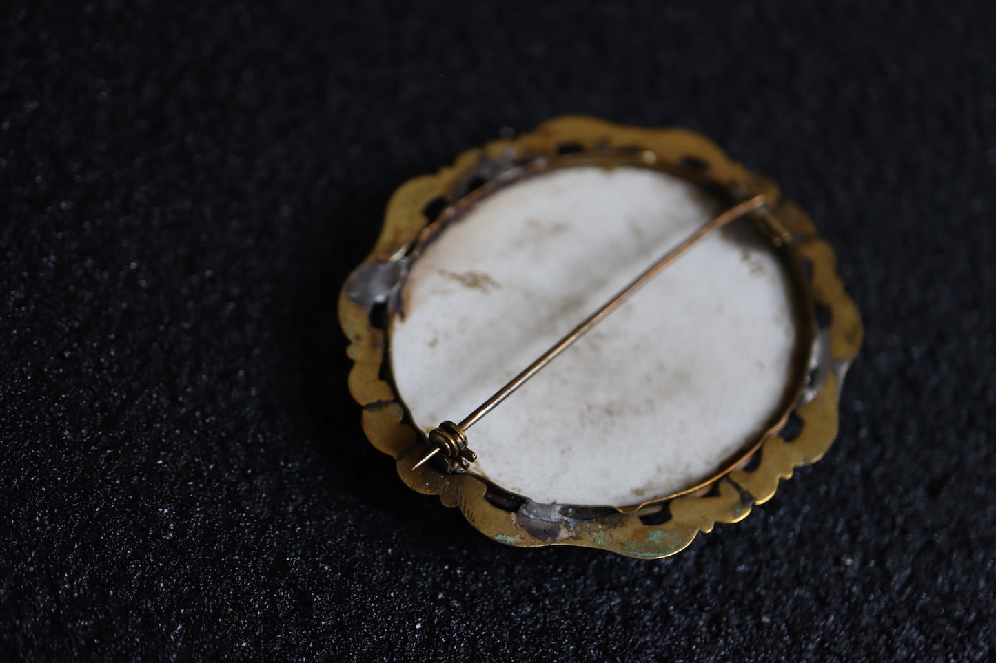 Antique Hand painted miniature porcelain portrait brooch