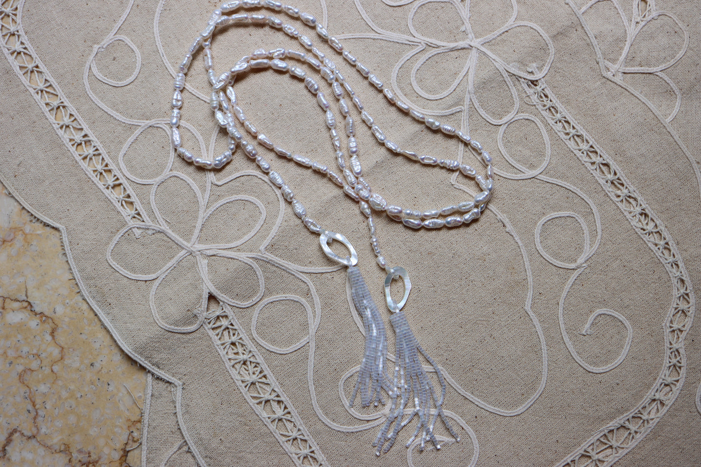 Gatsby-Handcrafted Baroque Pearl tassel beading Sautoir long necklace