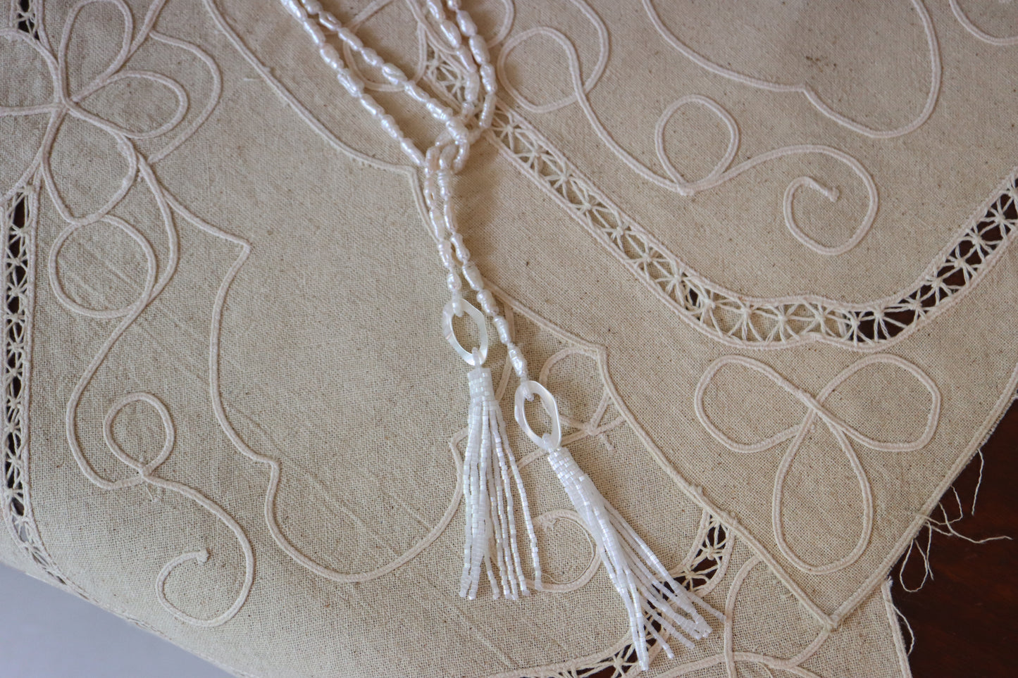 Gatsby-Handcrafted Baroque Pearl tassel beading Sautoir long necklace