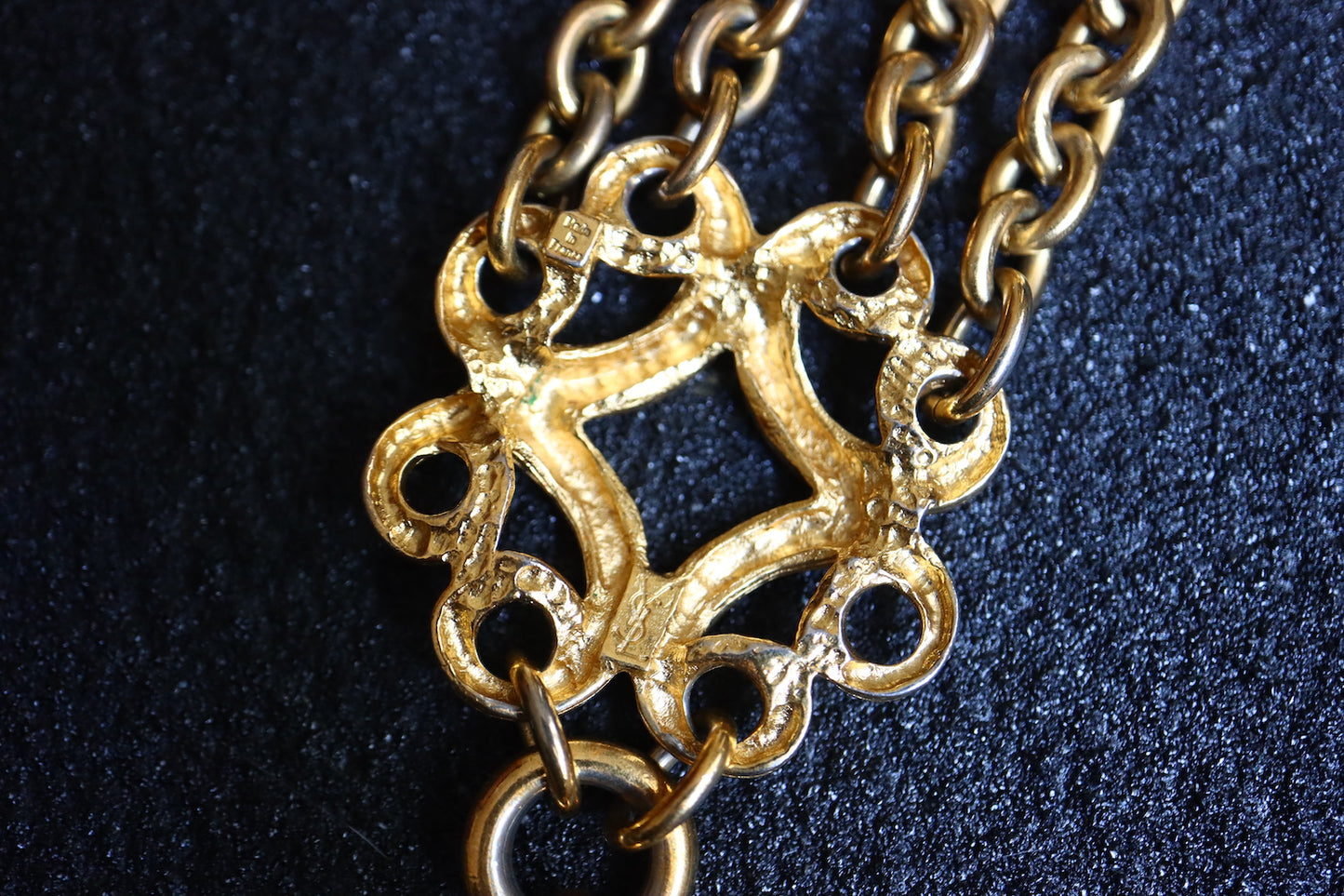 VINTAGE YSL Gold-Tone double layer Knot & Tassel Sautoir Necklace