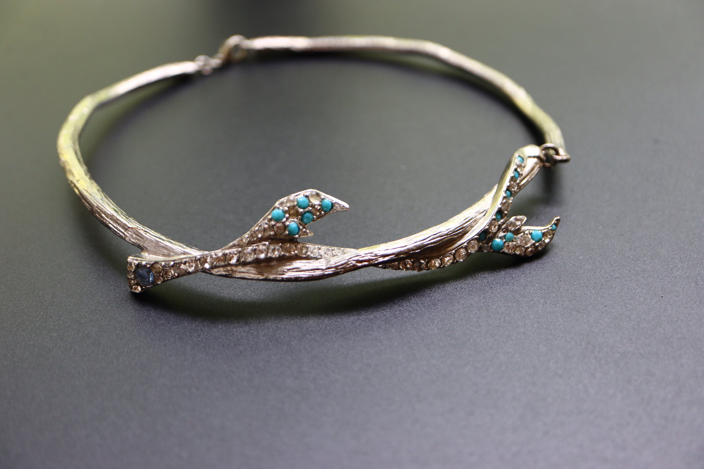 Vintage Christian Lacroix silver-tone rhinestone branches choker necklace
