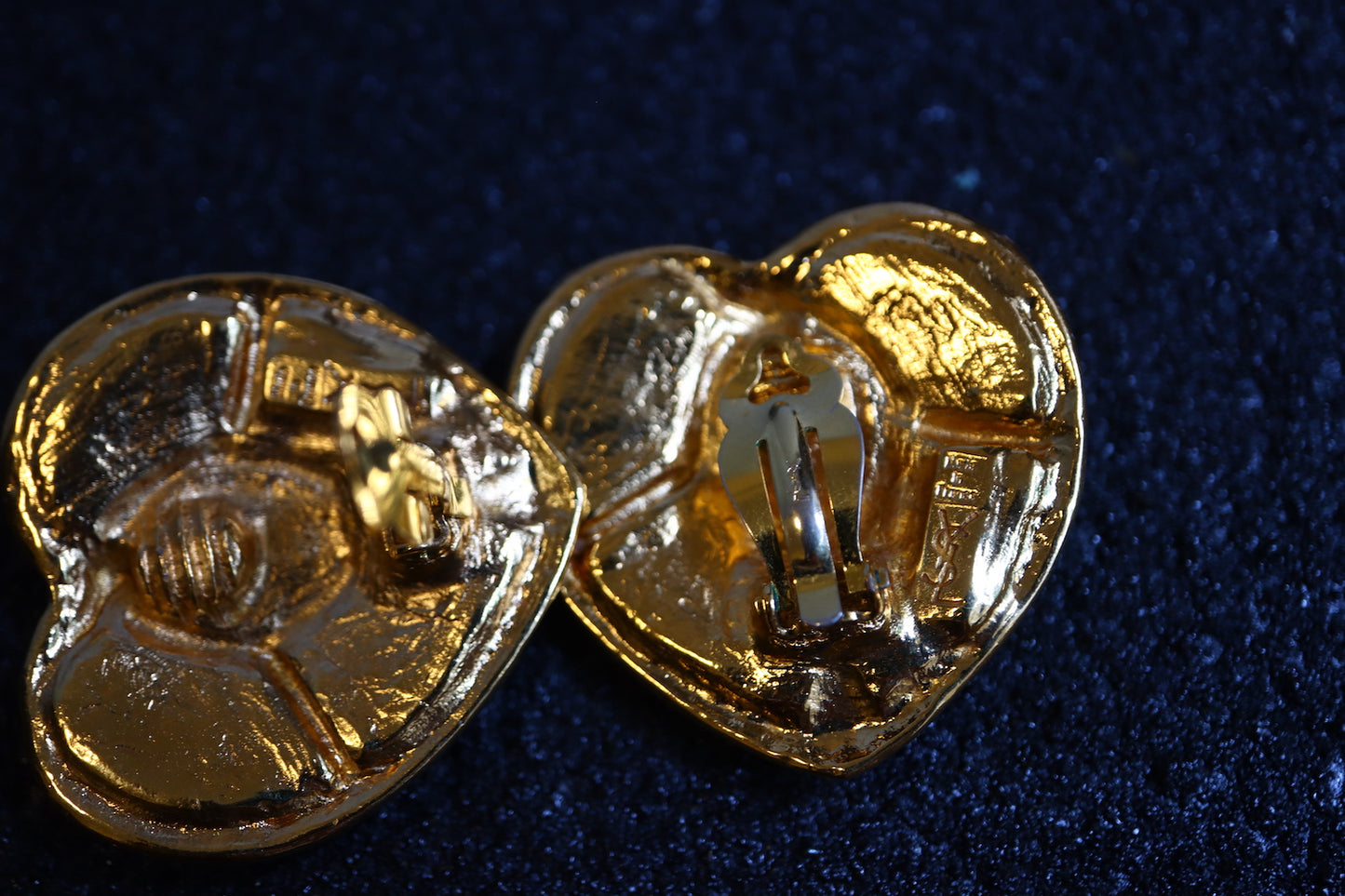 Vintage YSL colourful cabochon heart shape oversize clip-on earrings