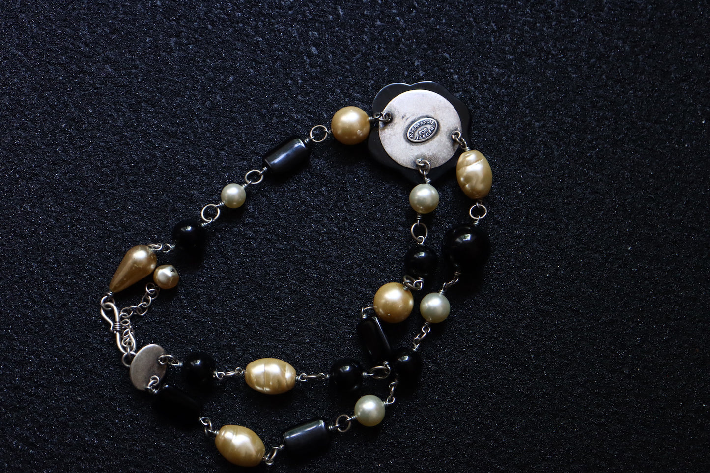 Vintage Philippe Ferrandis for Jaeger black and white camilla faux pearls necklace