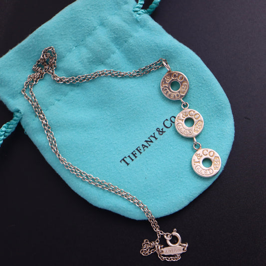 Vintage Tiffany 925 Silver Trinity Coins T&CO 1837 necklace