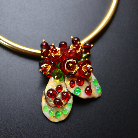 Vintage French Tutti Frutti Limoges enamel glass beads beading necklace