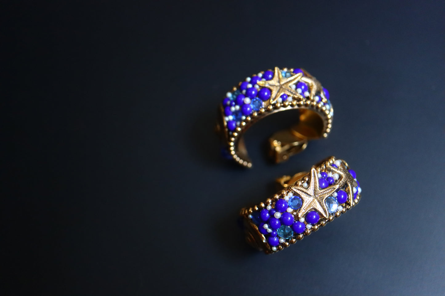 Vintage Rossi Bijoux Sea treasure Oversized Hoop Clip on Earrings