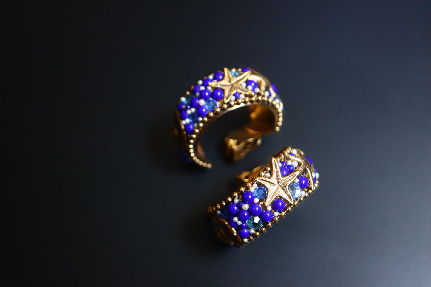 Vintage Rossi Bijoux Sea treasure Oversized Hoop Clip on Earrings