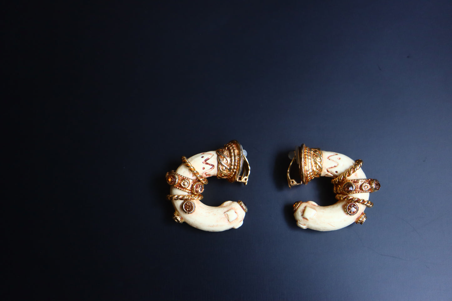 Vintage Kalinger Over sized Hoop Clip on Earrings