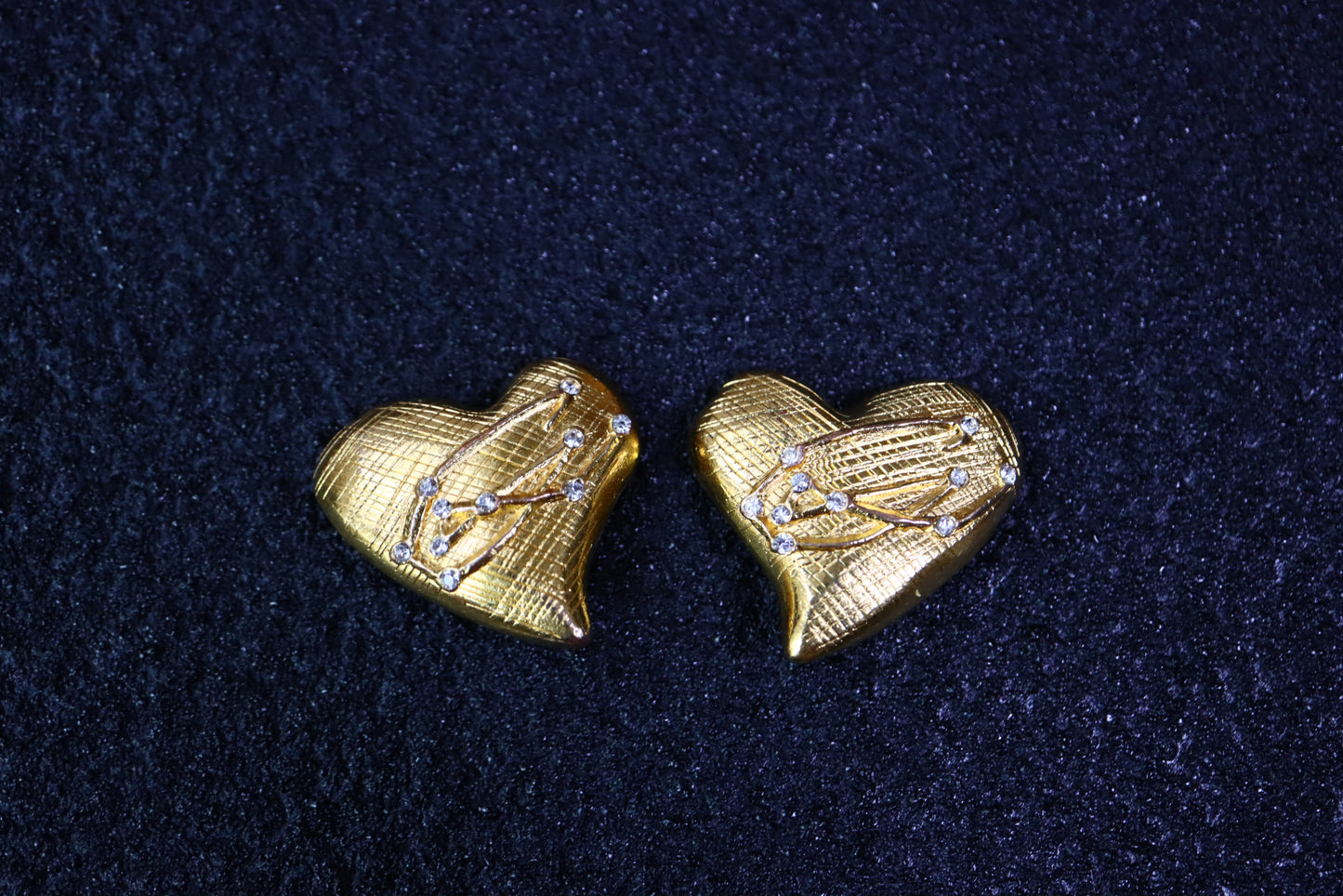 Vintage Christian Lacroix rhinestone stars gold-tone heart clip-on earrings
