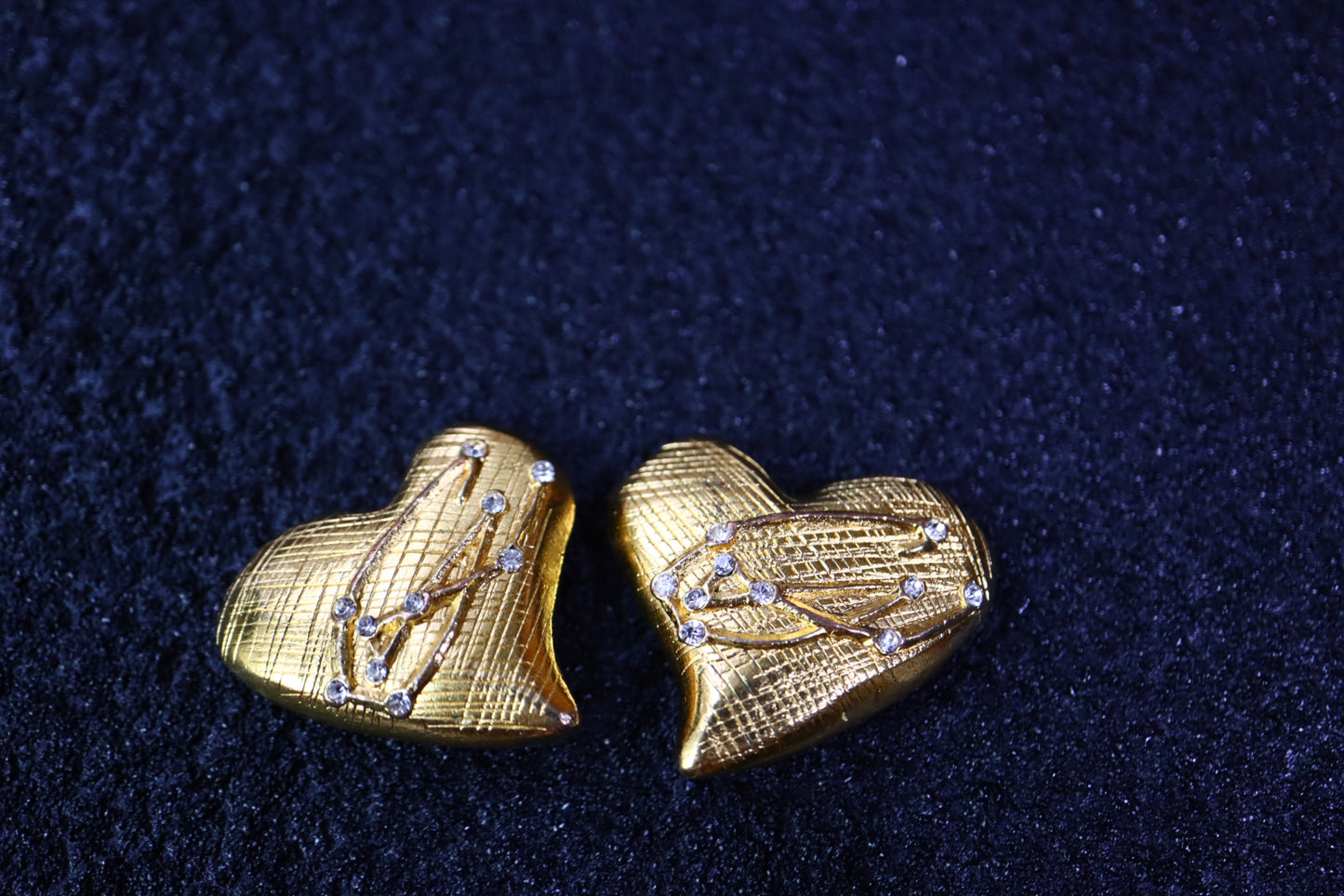 Vintage Christian Lacroix rhinestone stars gold-tone heart clip-on earrings