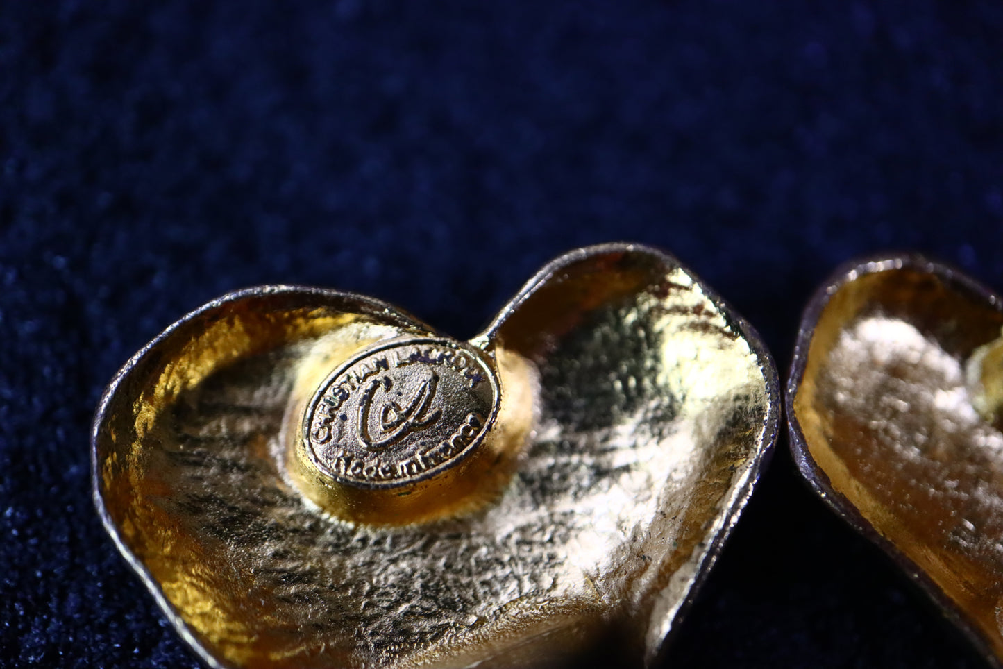 Vintage Christian Lacroix rhinestone stars gold-tone heart clip-on earrings