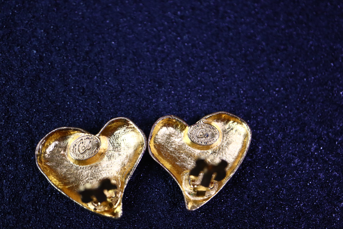 Vintage Christian Lacroix rhinestone stars gold-tone heart clip-on earrings