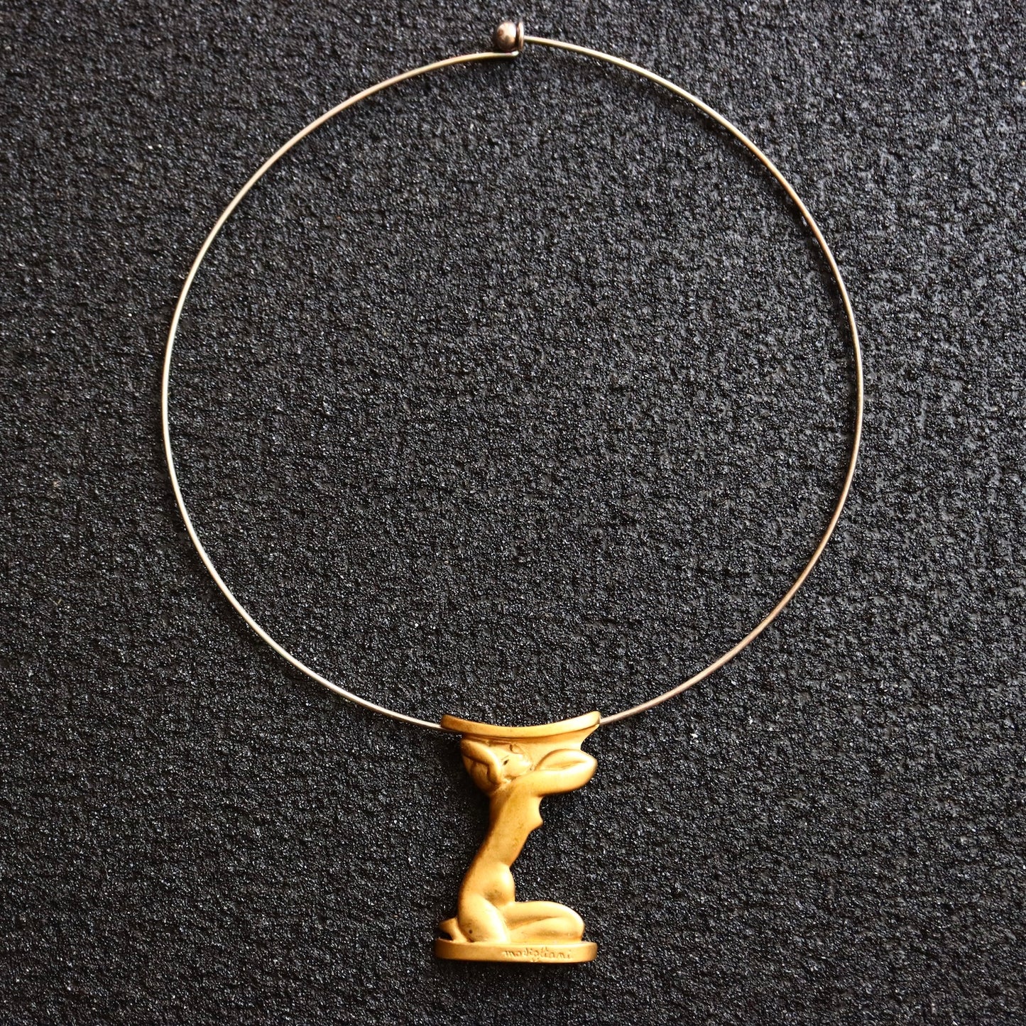 Vintage Modigliani 1998 Italy Artist gold tone sculpture collar necklace