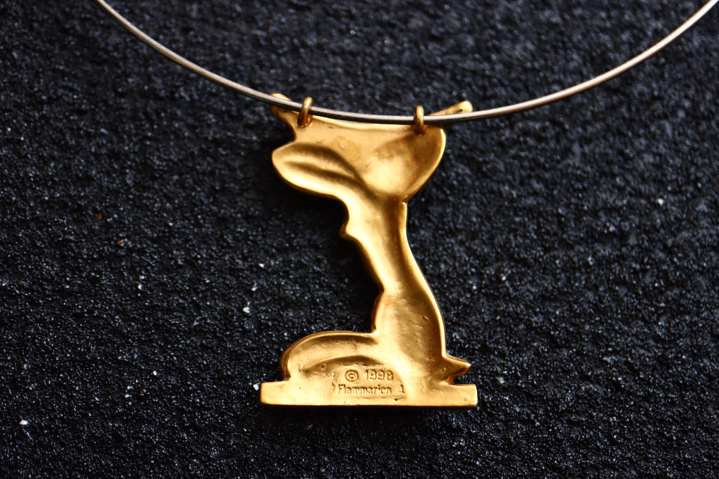 Vintage Modigliani 1998 Italy Artist gold tone sculpture collar necklace
