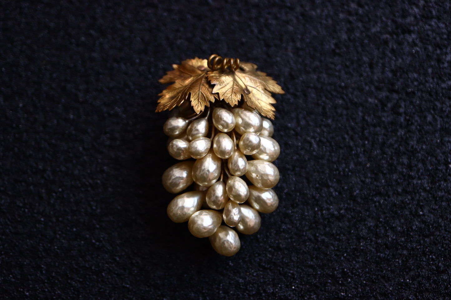 Vintage Louis Rousselet hand-crafted Glass faux Pearl grape dress clip