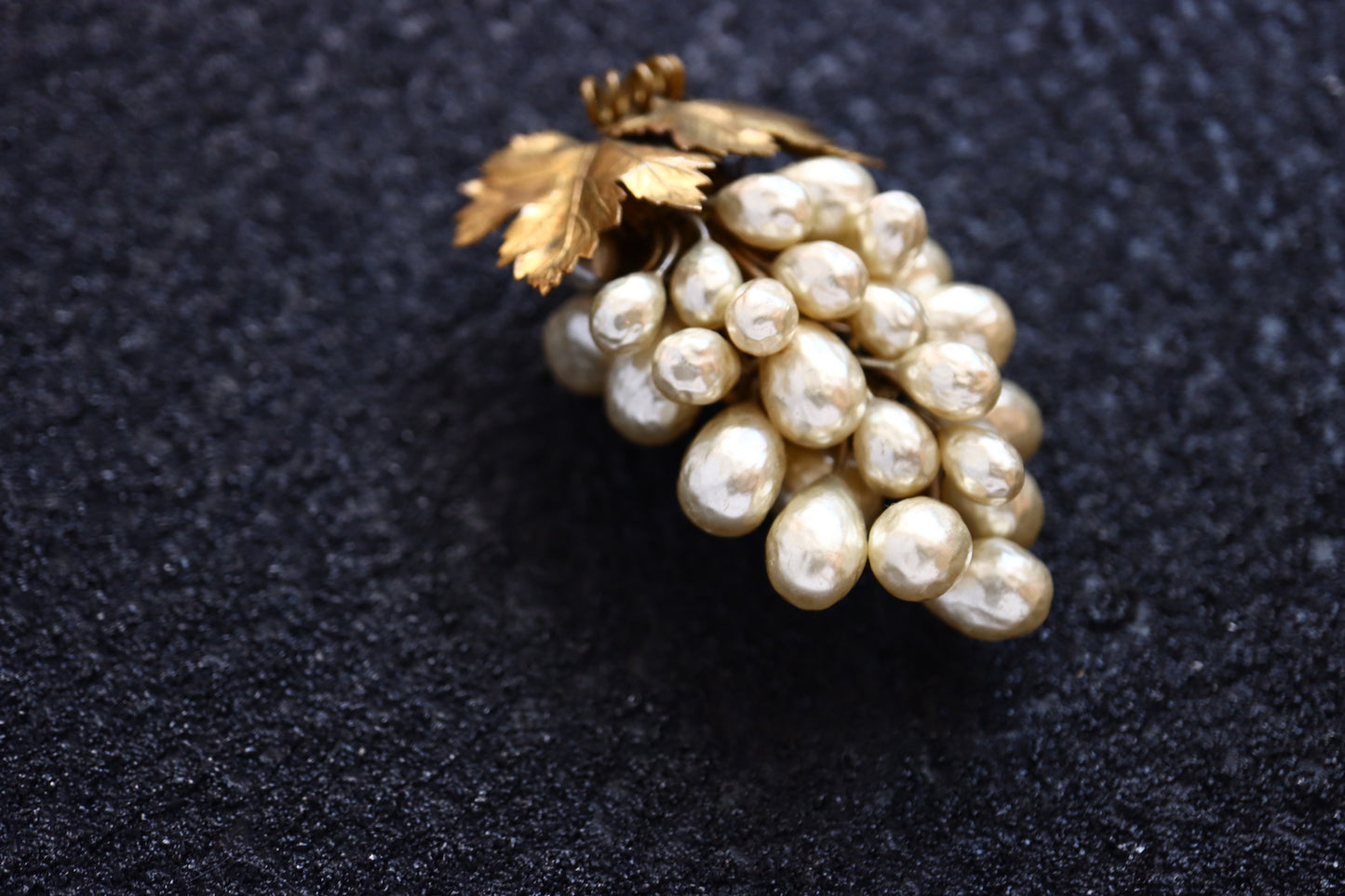 Vintage Louis Rousselet hand-crafted Glass faux Pearl grape dress clip