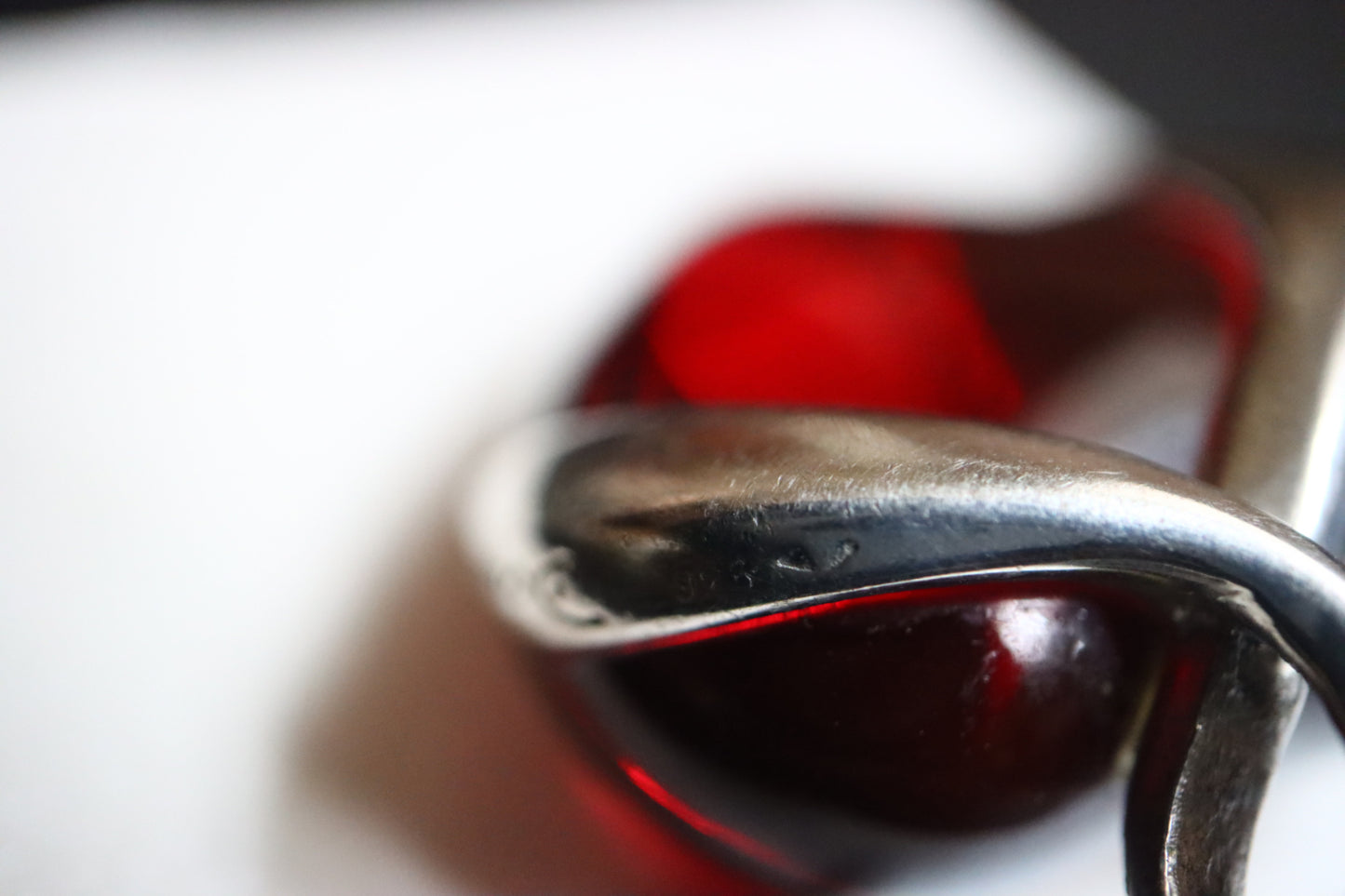 Vintage Daum Crystal red heart 925 silver ribbon pendant