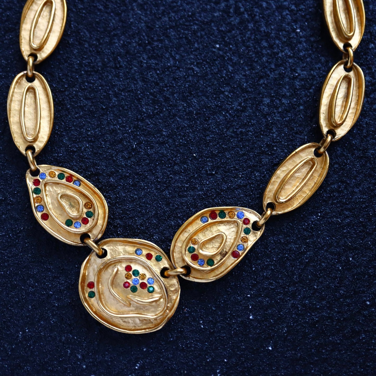 Vintage Balenciaga mutilcolour rhinestones gold-tone necklace