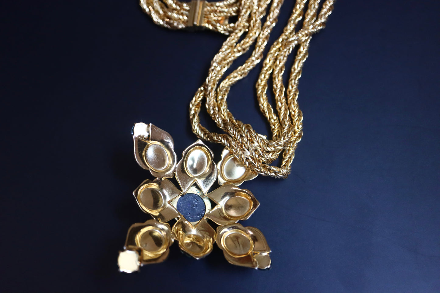 Vintage Henkel & Grossé 1969 glass cabochon necklace clip on earrings set