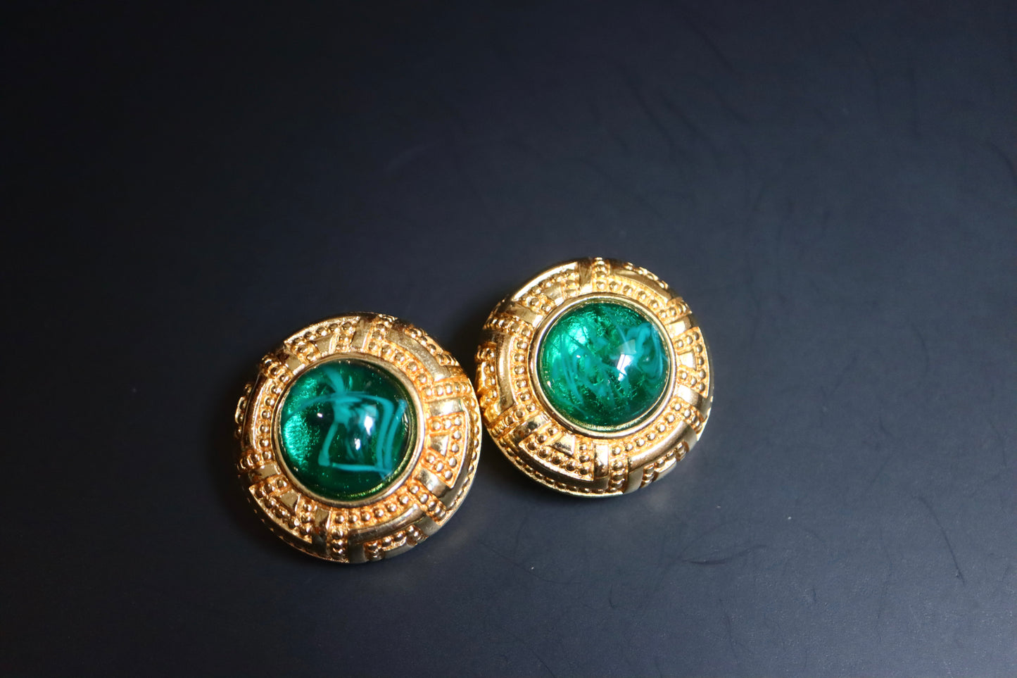 Vintage Christian Dior glass cabochon necklace bracelet clip on earrings set