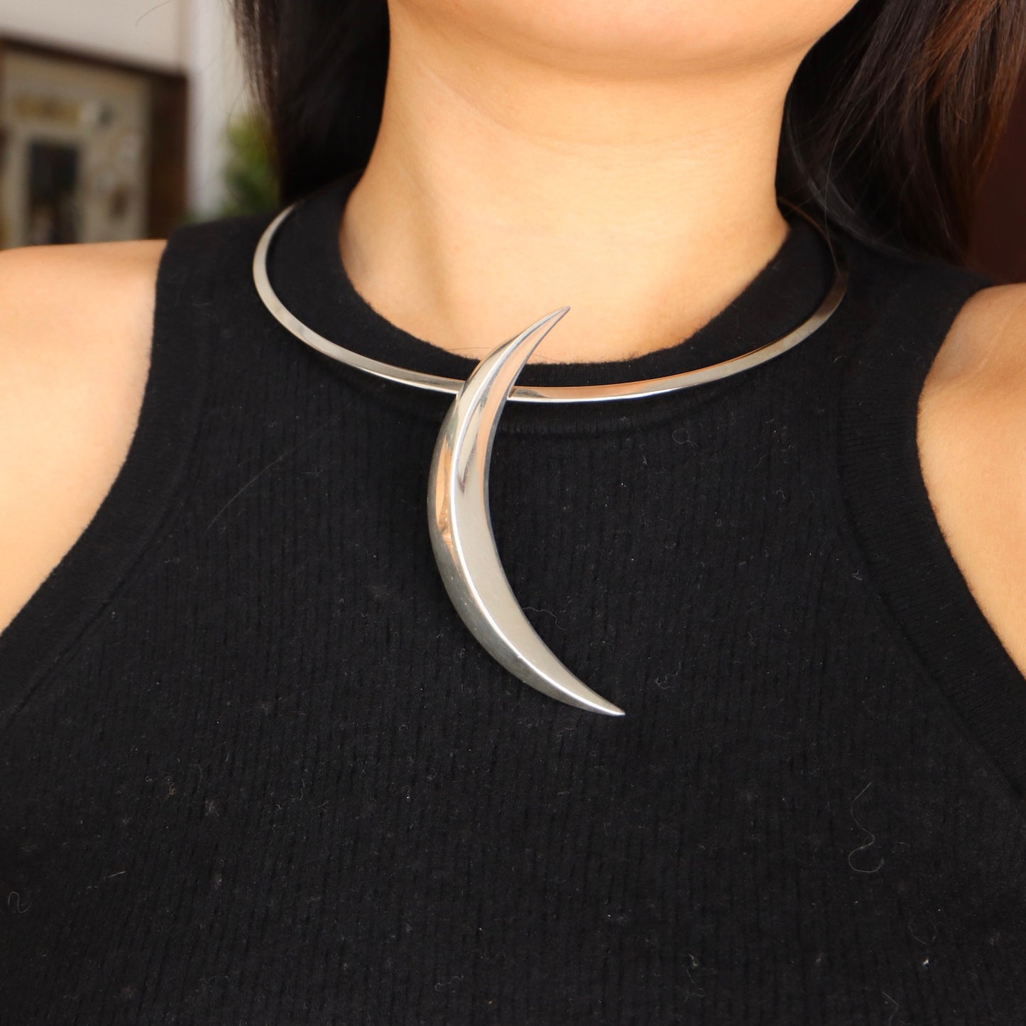 Vintage Arthus Bertrand French Silver minimalism oversized new noon brooch