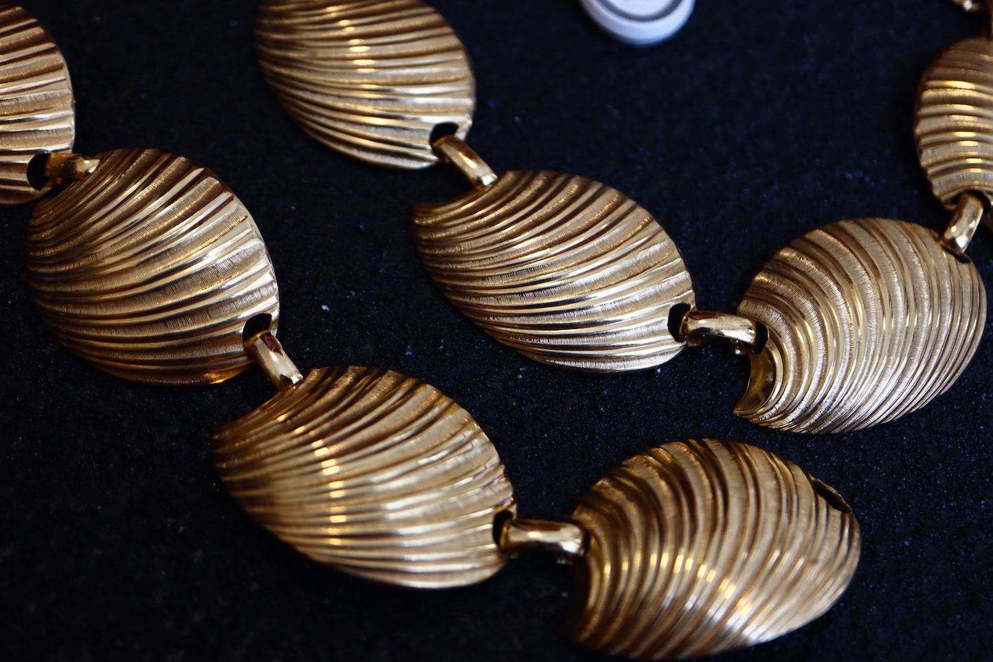 Vintage Christian Dior gold tone shell pattern necklace and bracelet set