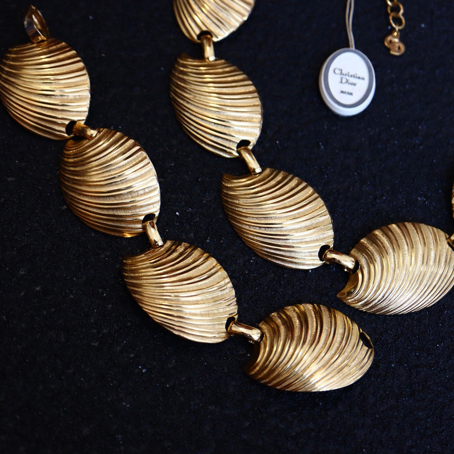 Vintage Christian Dior gold tone shell pattern necklace and bracelet set
