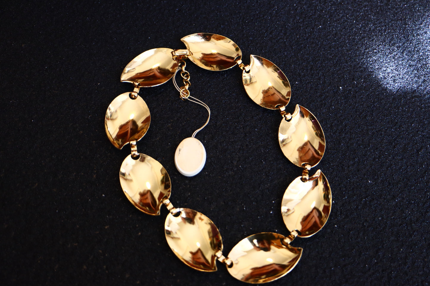 Vintage Christian Dior gold tone shell pattern necklace and bracelet set