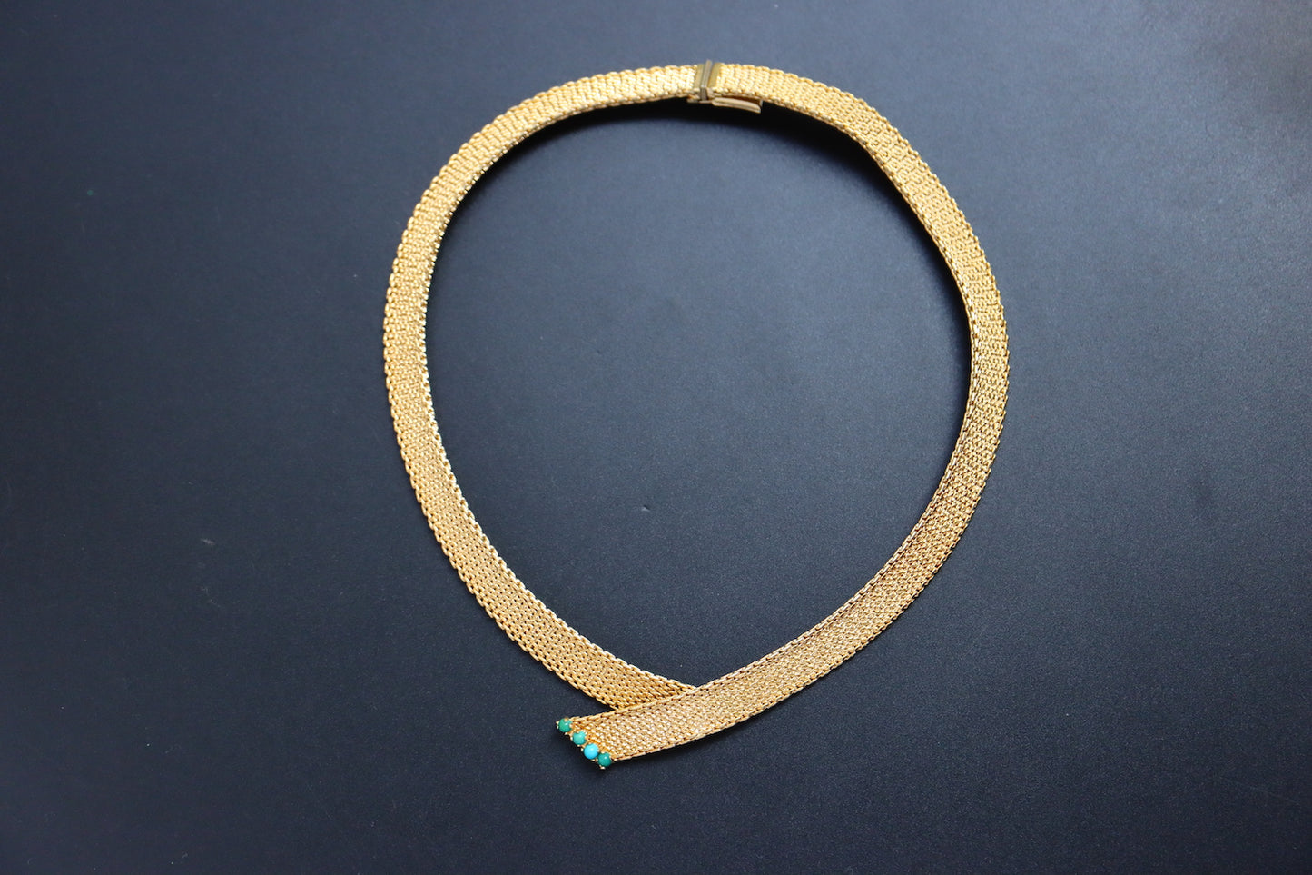 Vintage 1963 Henkel & Grossé Germany weaving Turquoise choker necklace