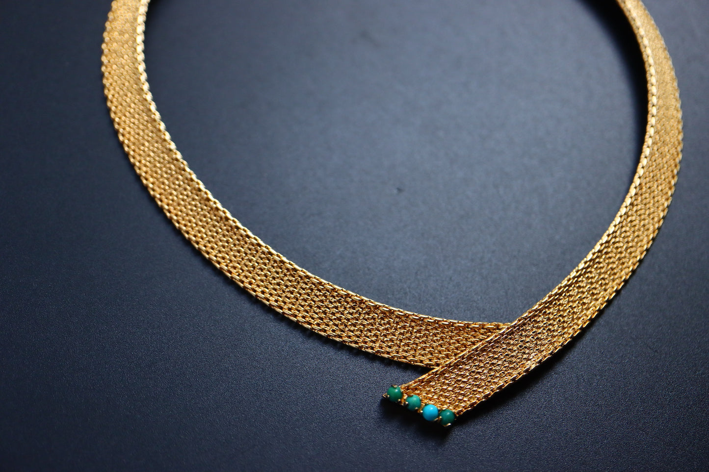 Vintage 1963 Henkel & Grossé Germany weaving Turquoise choker necklace