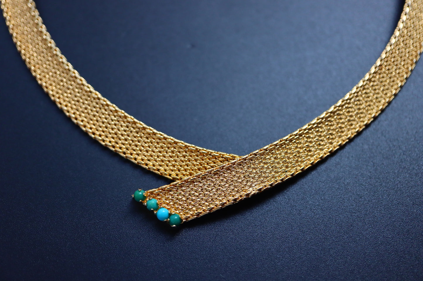 Vintage 1963 Henkel & Grossé Germany weaving Turquoise choker necklace