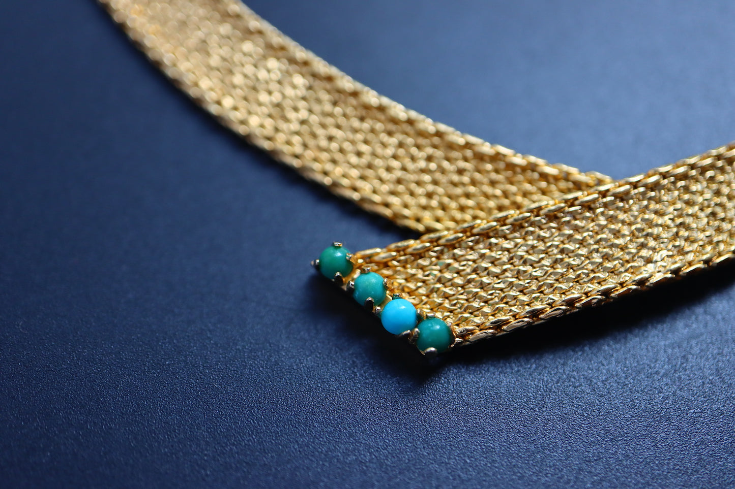 Vintage 1963 Henkel & Grossé Germany weaving Turquoise choker necklace