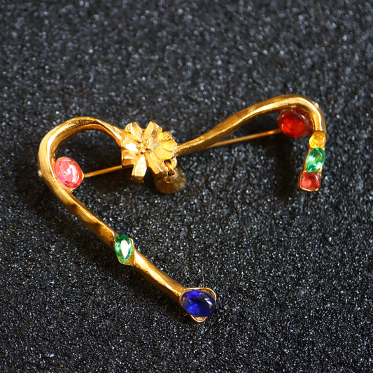 Vintage Christian Lacroix colourful rhinestone minimalism heart brooch