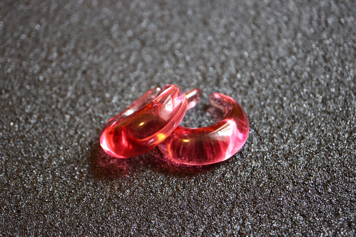 BACCARAT Crystal Hoop Earrings in cherry red colour